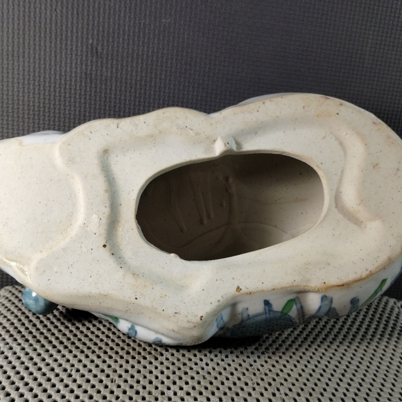 Vintage Chinese Hand Painted Porcelain Floral Sleeping Cat - Picture 10 of 11